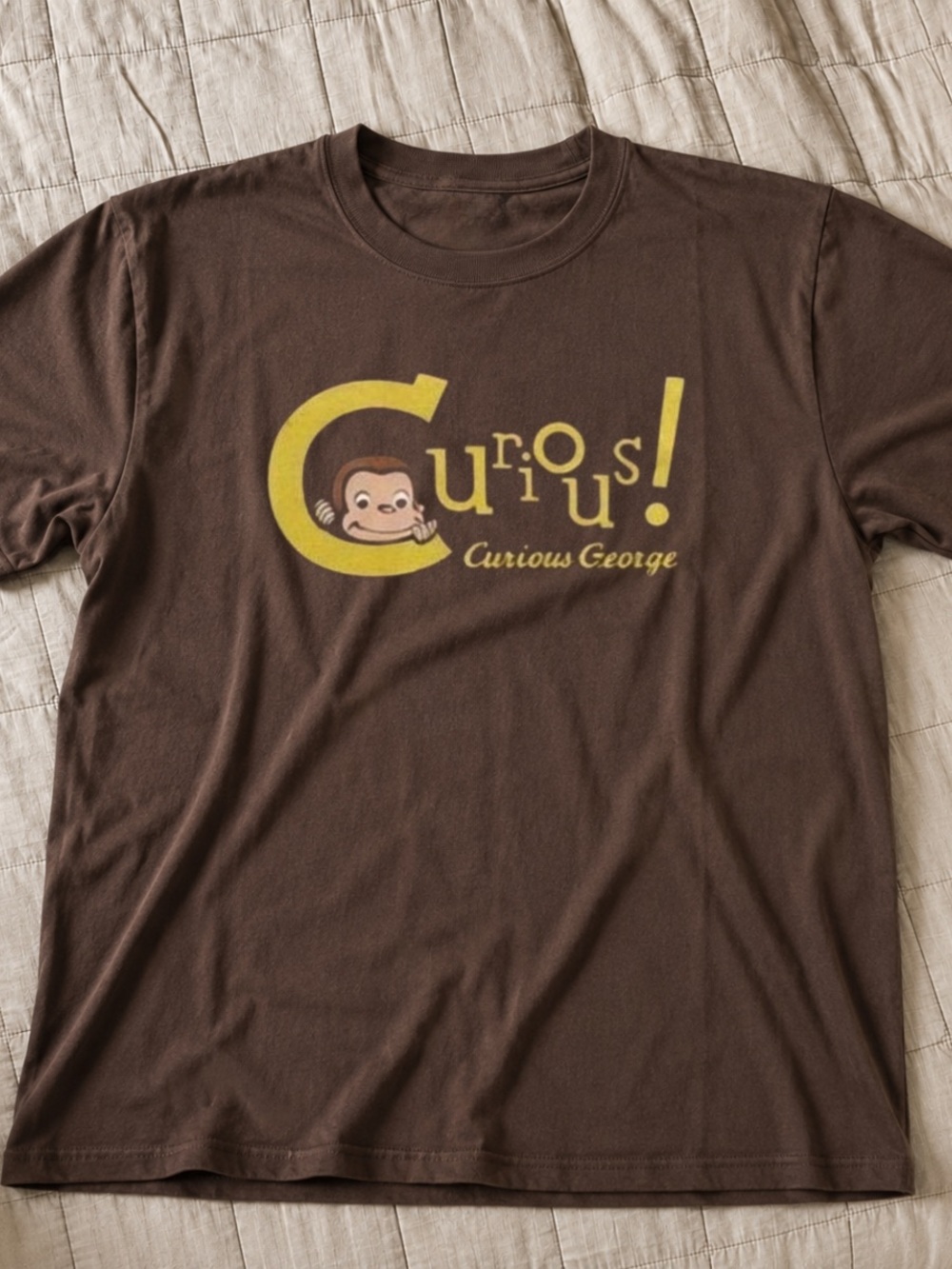 Dark Chocolate Curious George 'Curious!' Graphic Tee | Unisex Tee Shirt